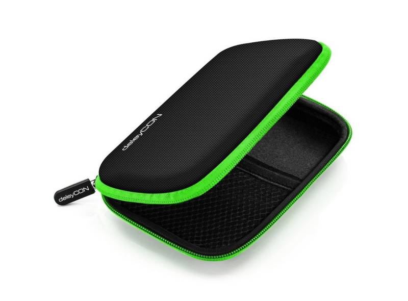 deleyCON Festplattentasche deleyCON Festplattentasche Case für 2,5 Zoll HDD SSD 2 Fächer Schwarz von deleyCON