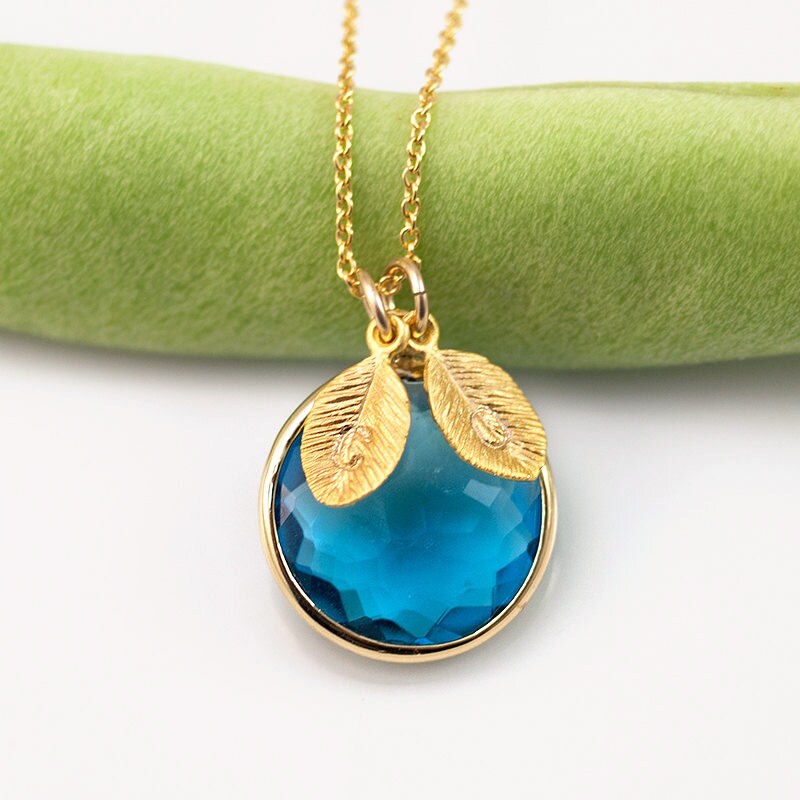 Blaue Topas Halskette, Dezember Geburtstagsgeschenk, Personalisierte Initial Quarz Birthstone Schmuck, Nk-rd Blaue Topas Halskette, Dezember Geburtstagsgeschenk, Personalisierte Initial Quarz Birthstone Schmuck, Nk-rd von delezhen