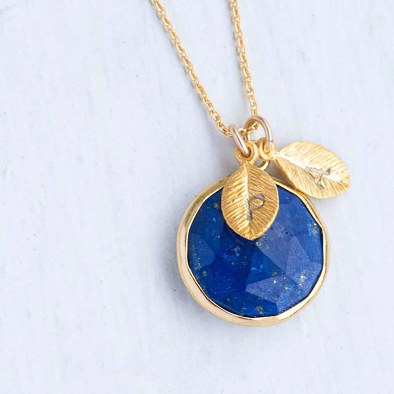 Lapis Halskette Gold, September Geburtsstein Halskette, Personalisierte Edelstein Anhänger Benutzerdefinierte Initiale, Brautjungfer Geschenk, Nk-rd von delezhen