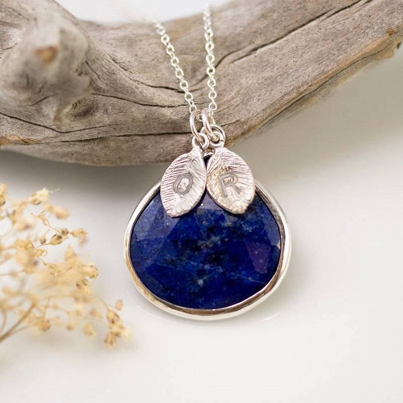 Lapislazuli Halskette Sterling Silber, Echtes Edelstein Anhänger, September Birthstone Geschenk, Erste Handgemachtes Nk-20 von delezhen