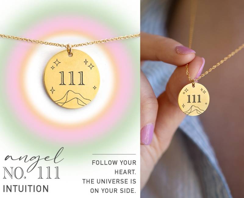Nummer Geschenk, 111 Glücksnummer Halskette Gold, 11 11 Gravierte Disc Tag Charme Intuition Halskette, Erste Zeit Mutter Junge Erwachsene Frauen von delezhen