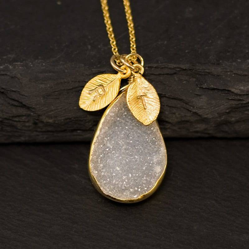 Personalisierte Druzy Halskette, Personalisierte Brautjungfern Geschenk, Birthstone Mutter Benutzerdefinierte Initial Weihnachten von delezhen