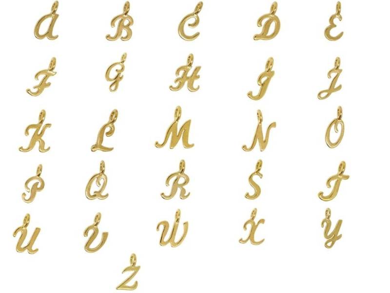 Personalisierter Gold Oder Silber Script Letter Charm - Personalisierte Geburtsstein Anfangshalsketten von delezhen