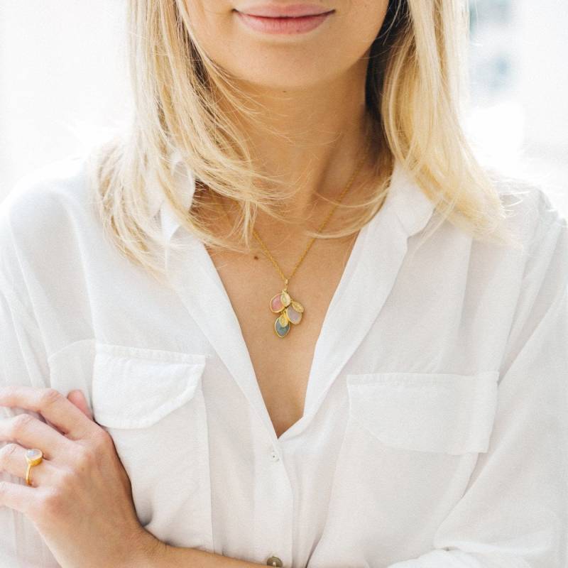 Personalisierter Handgemachter Schmuck Für Mutter Von Tochter Zu Weihnachten, 3 Geburtsstein Und Anfangshalskette Gold, Einzigartiges Spezielles von delezhen