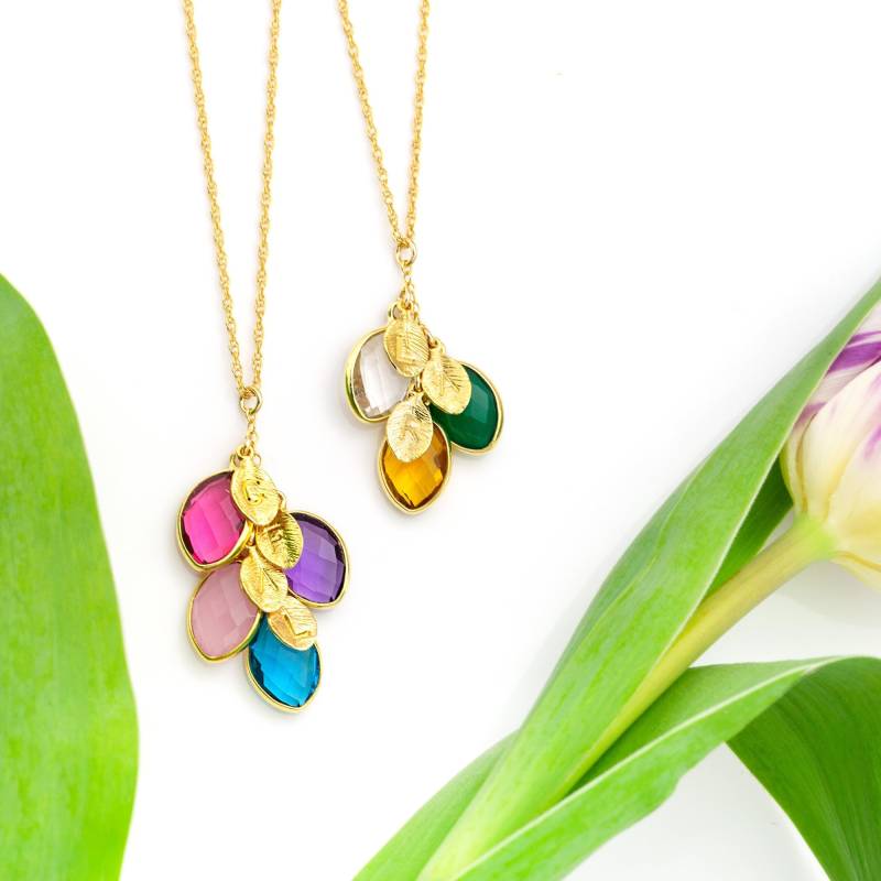 Schwiegermutter Geschenk Für Muttertag, Personalisierter Schmuck Mama, Geburtsstein Halskette Mit Gestempelten Kinder Initialen, Handgemachter Frau von delezhen