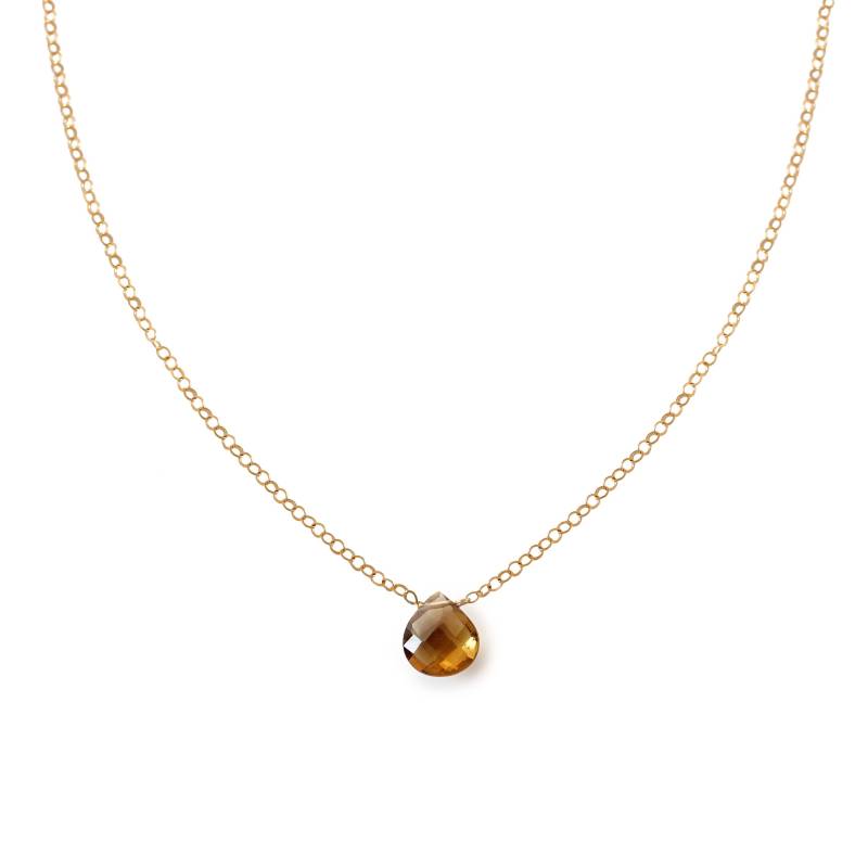 Beer Quarz Kurz Anhänger - Kleine Braunquarz Halskette An Zarter Kette 14K Gold Filled Kettenanhänger Zierliche Mit Stein Beer Quarz Kurz Anhänger - Kleine Braunquarz Halskette An Zarter Kette 14K Gold Filled Kettenanhänger Zierliche Mit Stein von delialangan