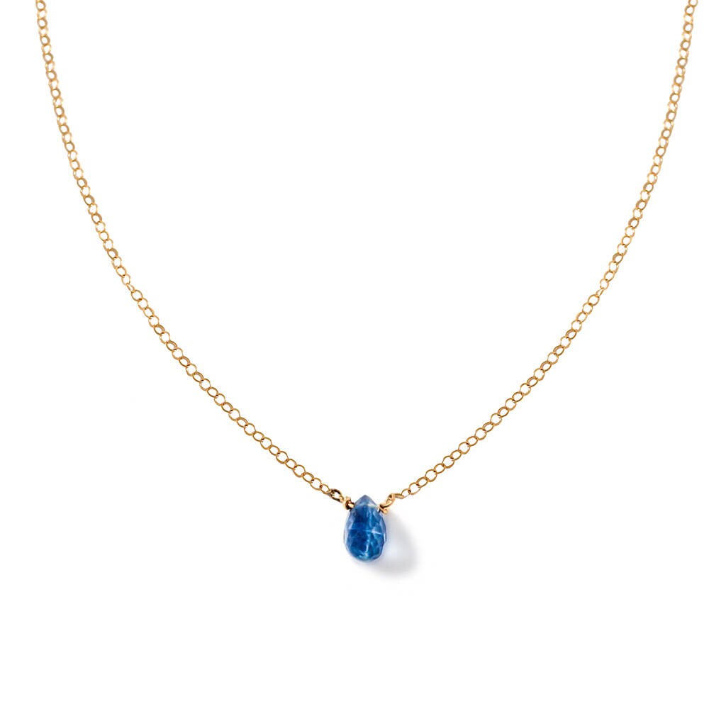 Blauer Kyanit Anhänger/Kleine Halskette An 14K Gold Fill Kette Zierliche Edelstein Blaue Stein Saphir Blau von delialangan