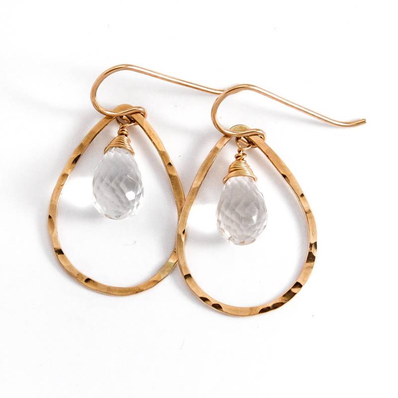 Crystal Quartz Gold Teardrops - Und 14K Filled Tropfen Creolen Edelstein Ohrringe Tear Drop Crystal Quartz Gold Teardrops - Und 14K Filled Tropfen Creolen Edelstein Ohrringe Tear Drop von delialangan