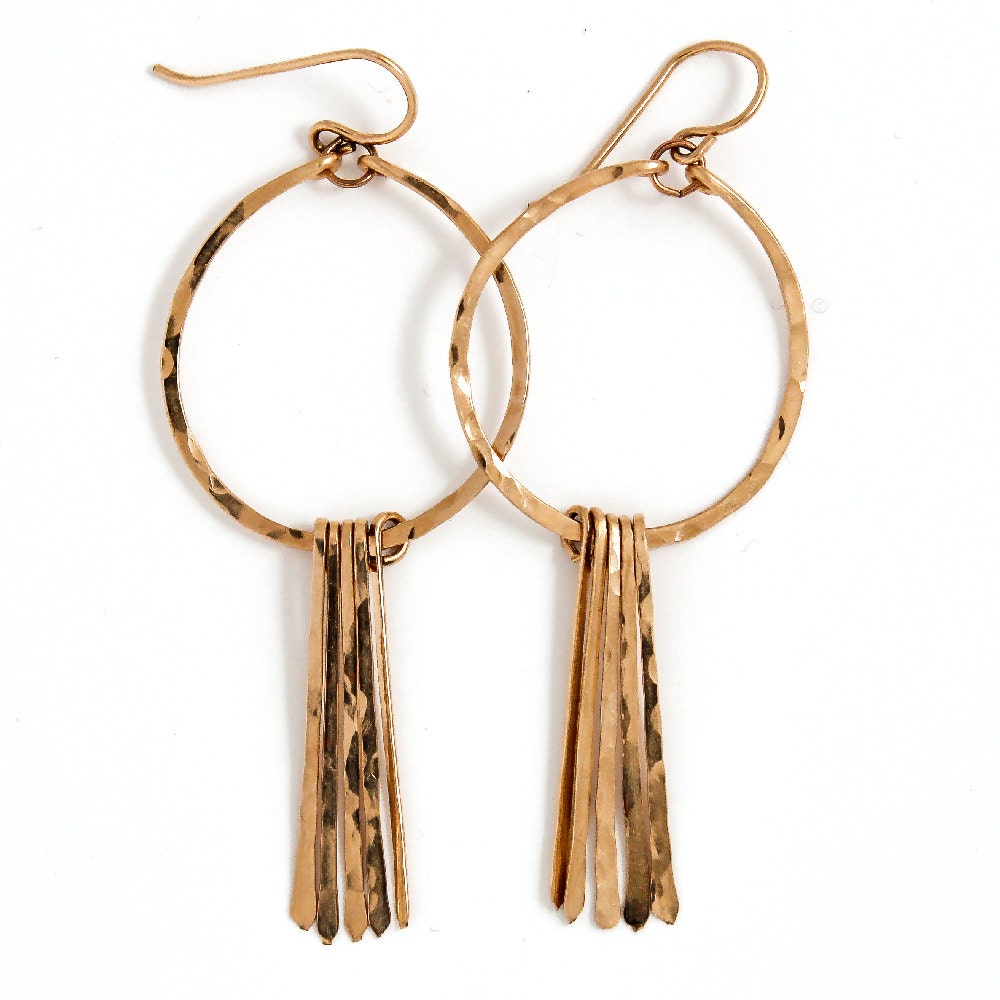 Gold Fransen Ohrringe - Handgemachte 14K Filled Und Hoop Fill, Sterling Silber Oder Rose von delialangan