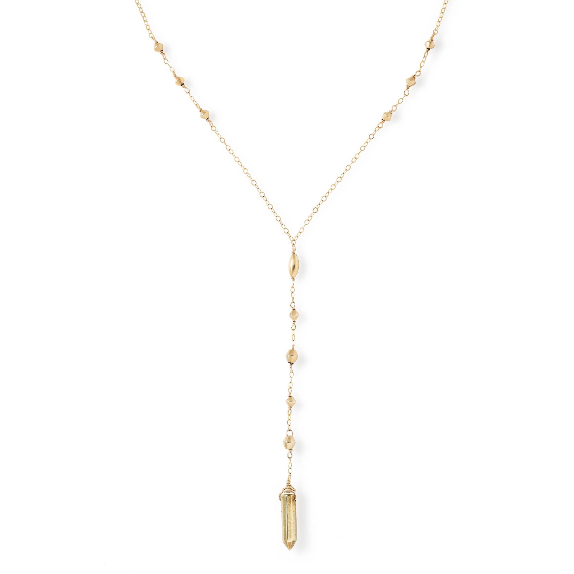 Gold Y Halskette - Tropfen Förmige Worship Anhänger Handgemachte 14K Fill Und Messing Lange Rosenkranz von delialangan