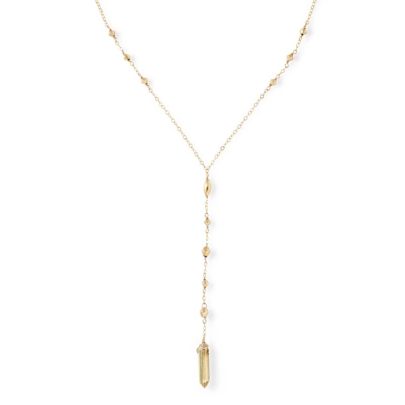 Gold Y Halskette - Tropfen Förmige Worship Anhänger Handgemachte 14K Fill Und Messing Lange Rosenkranz von delialangan