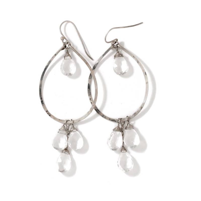 Klare Quarz Silber Teardrop Creolen - Kristall Ohrringe Gehämmerte Sterling Und Dreamcatcher Klare Quarz Silber Teardrop Creolen - Kristall Ohrringe Gehämmerte Sterling Und Dreamcatcher von delialangan