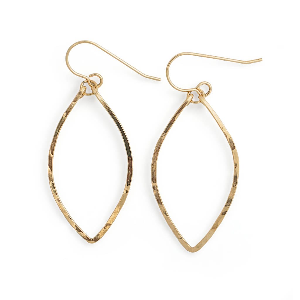 Kleine Blattförmige Ohrringe - 14K Gold Fill, Rosegold Fill Oder Sterling Silber Creolen Gehämmerte Tropfen von delialangan