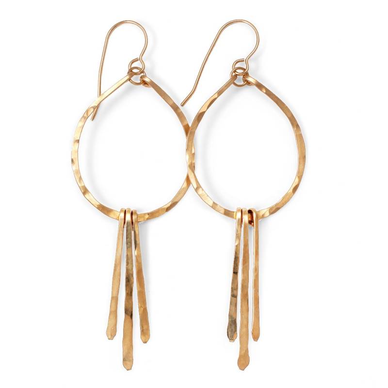Kleine Fransen Ohrringe - Tropfen Gehämmerte 14K Gold Filled Oder Sterling Silber Rosegold Fill Creolen Kleine Fransen Ohrringe - Tropfen Gehämmerte 14K Gold Filled Oder Sterling Silber Rosegold Fill Creolen von delialangan