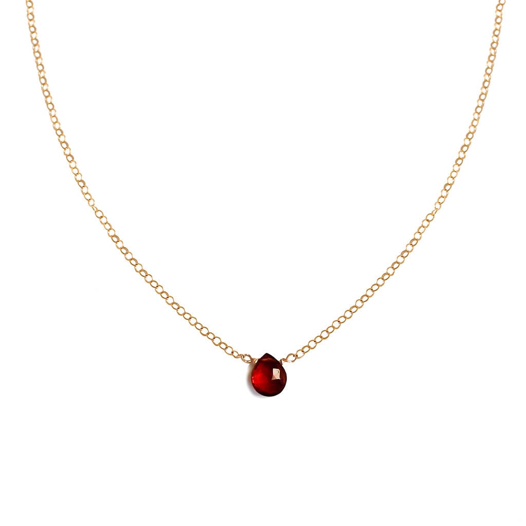 Kleiner Granat Anhänger - 14K Gold Filled Sterling Silber/Roter Halskette Zarte Halb Precious Layer von delialangan
