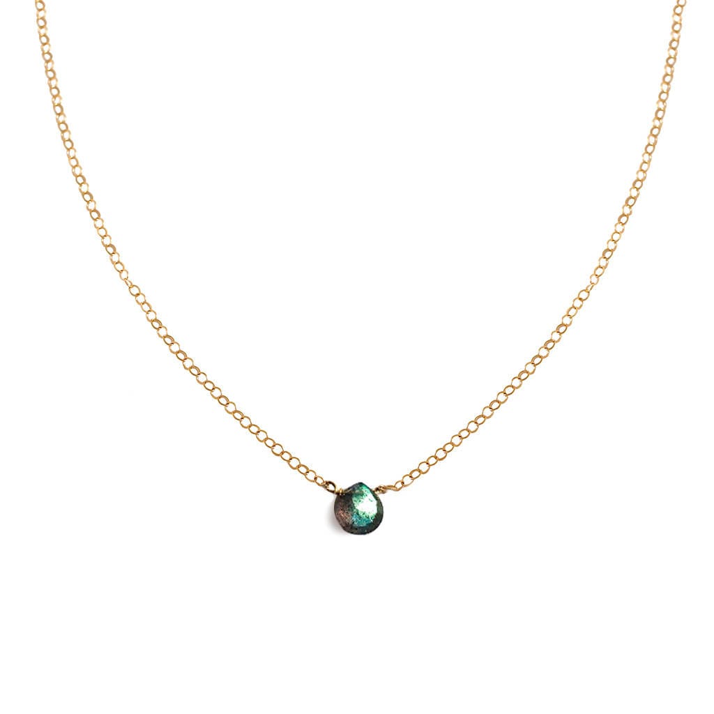 Kleiner Labradorit Anhänger - Zierliche Halskette An Zarter 14K Gold Fill Oder Sterling Silber Kette Facettierte von delialangan