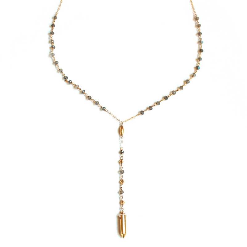 Labradorit Anbetung Anhänger - 14K Gold Filled Y Halskette Mit Messing/Perlen Labradorit Anbetung Anhänger - 14K Gold Filled Y Halskette Mit Messing/Perlen von delialangan