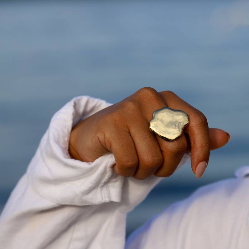 Wolke Ring - Extra Großer Skulpturaler Gold Oder Sterling Silber Klobiger Statement Einzigartiger Großer Wolkenförmiger von delialangan