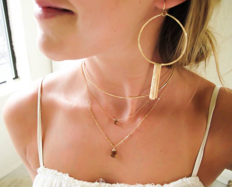 xl Gold Fransen Creolen/Ohrringe 3-Zoll 14K Filled Und Große Gehämmerte Hoop von delialangan