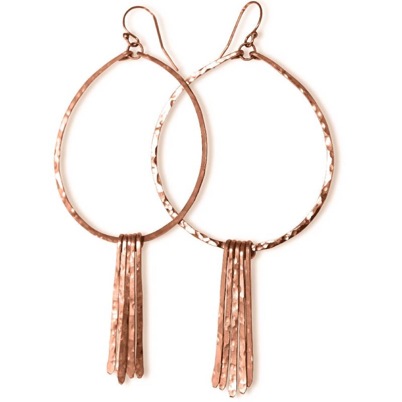 xl Rosegold Filled Fransen Ohrringe Handgemachte Gehämmerte Creolen xl Rosegold Filled Fransen Ohrringe Handgemachte Gehämmerte Creolen von delialangan