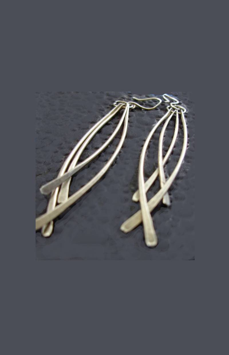 Disco Ohrringe, Lange Geschmiedet Silber, Draht Funky, Modern, Handwerker Schmuck von delisadesigns