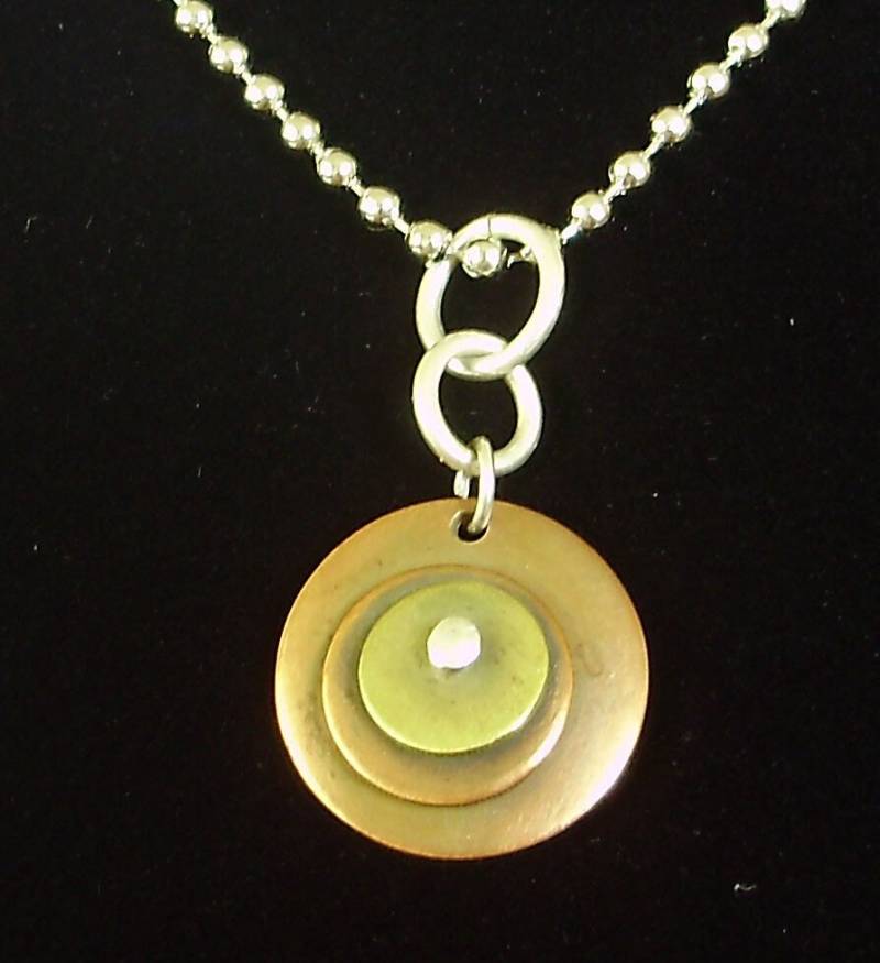 Mini-Scheiben-Anhänger, Genietet Silber, Kupfer, Messing-Anhänger, Gemischte Metall Halskette, Disk-Anhänger von delisadesigns