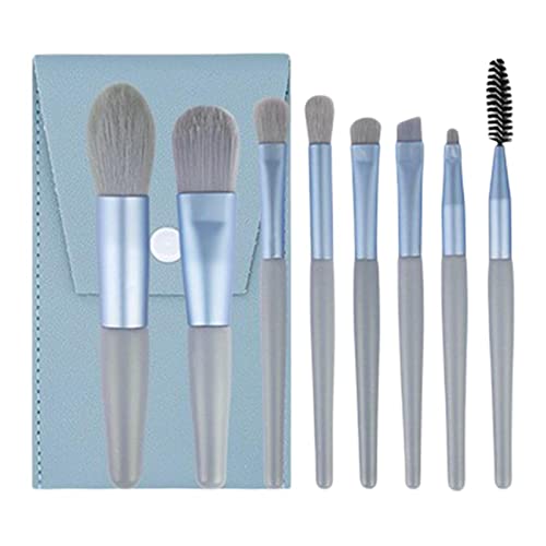 Lidschattenpinsel Set - Reise Make-up Pinsel Set mit weichen synthetischen Borsten und Etui | Lidschatten, Eyeliner, Augenbrauenbürste Set 8-teiliges Travel Foundation Brush zum Mischen von Puder von delr