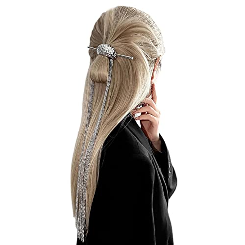 Mädchen Haar Quaste Clips | Lange Quaste Strass Halskette Haar Clip - Bling Haarnadeln Haarspange Geschenke Haar Clip Haarnadel für Frauen Mädchen Schmuck Pferdeschwanz Halter Delr von delr