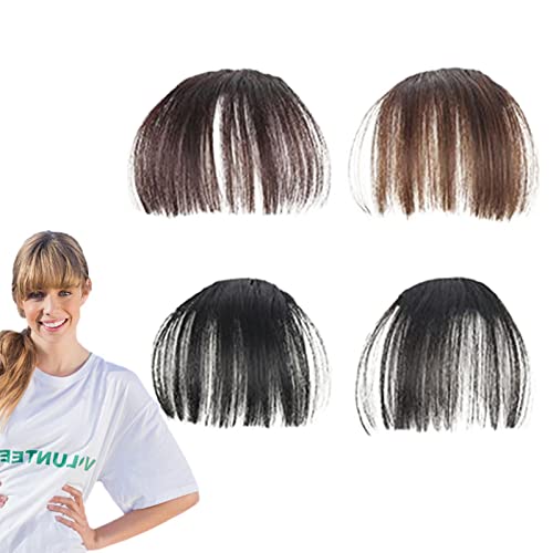 Natürliches synthetisches Haar Flache Pony | 4 Stück Kunsthaar | Tempel Front Face Fringe Bangs Hair Pieces For Women Girls Verschiedene Gesichtsformen Delr von delr