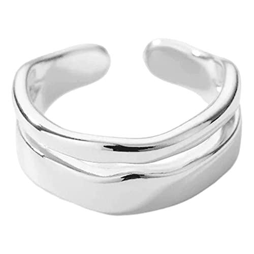 delr Doppelring für Damen | Angstringe aus 925er Sterlingsilber für Damen – verstellbarer Fidget-Schmuck, stapelbare Bandringe, Fidget-Ring, Hochzeitsband für Mädchen, Ring von delr