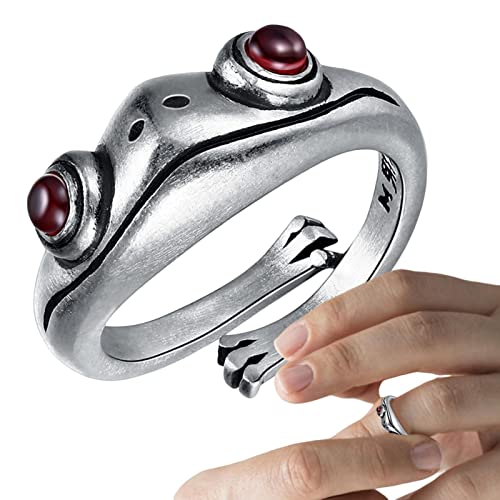 delr Frosch Offene Ringe für Frauen, Silber Frosch offene Ringe süße Tier Finger verstellbare Ringe, Personalisierte Mode Schmuck Geschenke Ringe für Frauen Silber von delr