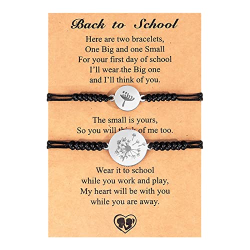 delr Wünsche | Herzwunsch zum passenden Herz verstellbar | Armband-Set Löwenzahn Hand dekorativ zurück zur Schule Freundschaft Beziehung Freund Freundin Geschenk von delr