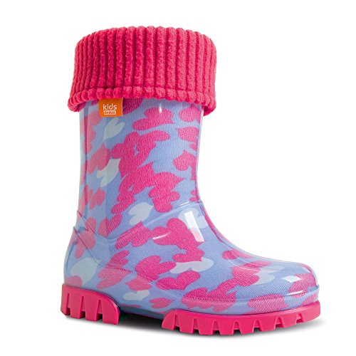 DEMAR Kinder Gummistiefel gefüttert Twister LUX (26/27, Herzen) von DEMAR
