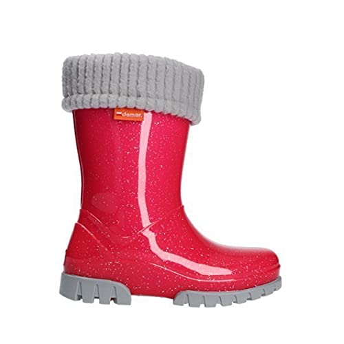 DEMAR Kinder Gummistiefel gefüttert TWISTER LUX (32/33, Pink mit Glitzer) von DEMAR