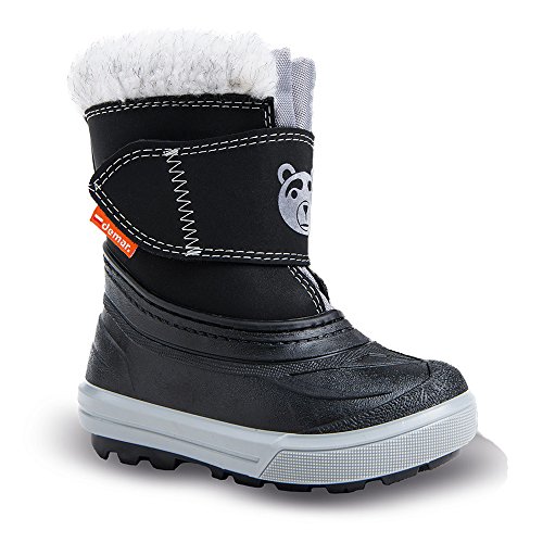 DEMAR Kinder Winterstiefel mit Wolle gefüttert Bear (28/29, schwarz/grau) von DEMAR