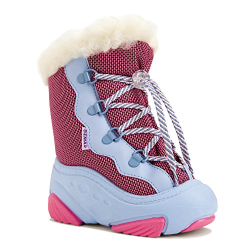 Demar Kinder Winterstiefel mit WOLLE gefüttert SNOWMAR (26/27, blau/rosa) von Demar