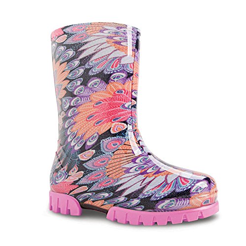 DEMAR bunte Kinder Gummistiefel viele Motive TWISTER PRINT, Pfauenfeder, 26/27 EU von DEMAR
