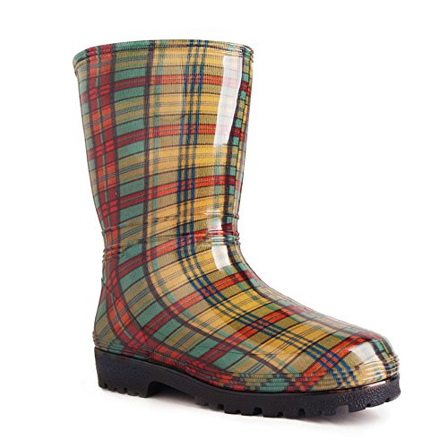 DEMAR. Damen Mädchen Gummistiefel Rainny Print (39/40, Karo) von DEMAR