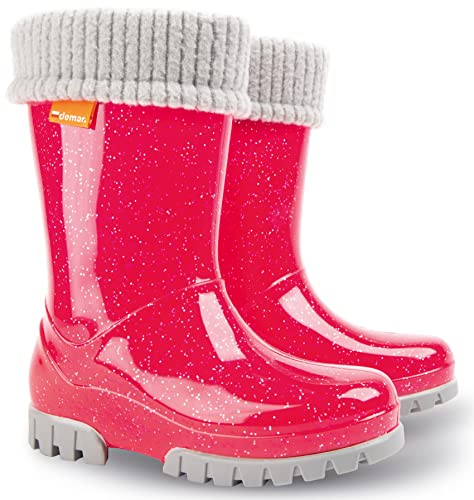 DEMAR. Kinder Gummistiefel gefüttert Twister LUX 0406G Rot glänzend Glitzer (numeric_28) von DEMAR