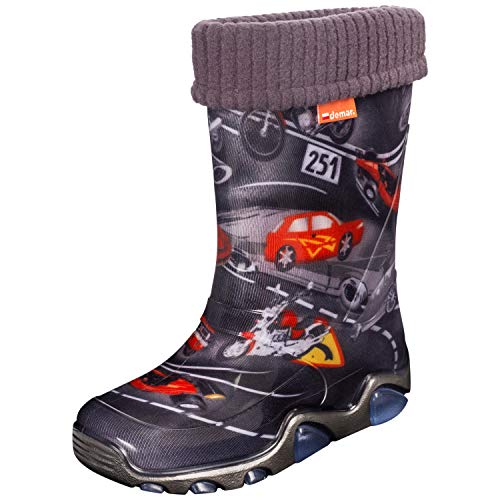 demar. Kinder Mädchen Jungen Gummistiefel gefüttert Regenstiefel, Autos, 22/23 EU von demar.