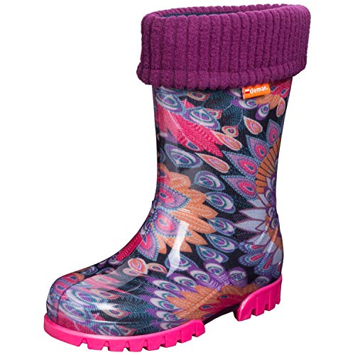 demar. Kinder Mädchen Jungen Gummistiefel gefüttert Regenstiefel Pfau 30/31 von Demar