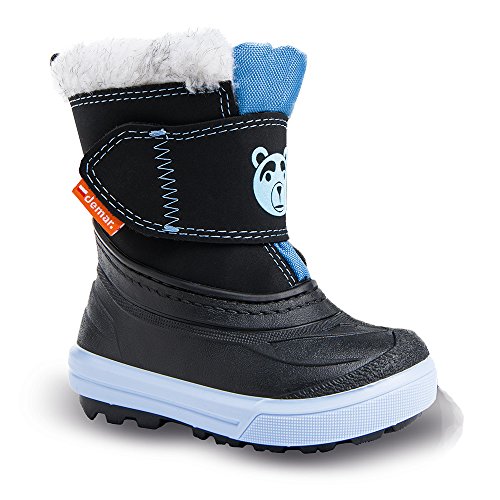 demar. Kinder Winterstiefel mit WOLLE gefüttert BEAR (24/25, schwarz/blau) von demar.