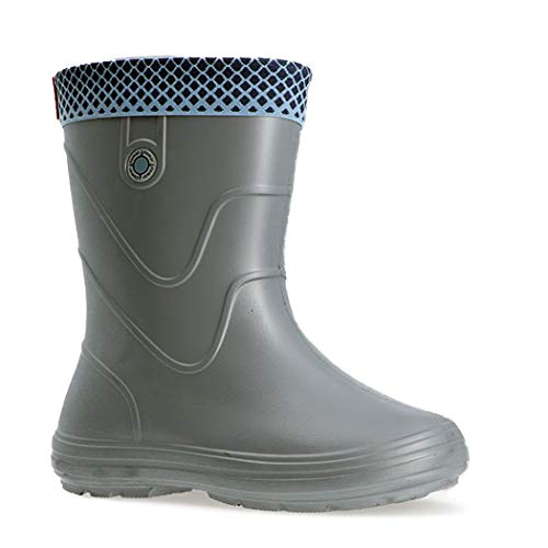 demar. federleichte EVA Gummistiefel gefüttert Regenstiefel Vibes (26/27, Grau Metallic) von demar.