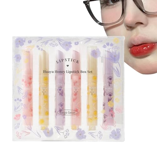 Gelee-Lippenfarbe, Lippenfarbe für Frauen, feuchtigkeitsspendender Gelee-Lippenstift, herzförmiger getönter Lippenstift, feuchtigkeitsspendender feuchtigkeitsspendender Lippenbalsam, 6 Stück Demaxiyad von demaxiyad