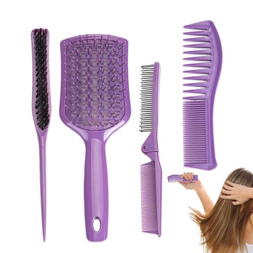 demaxiyad Kamm-Set für Frauen - Lila Haarbürstenkämme im Zahndesign - Faltbares tragbares Haarstyling-Werkzeug, multifunktionaler Teasing-Kamm für den -Friseursalon demaxiyad Kamm-Set für Frauen - Lila Haarbürstenkämme im Zahndesign - Faltbares tragbares Haarstyling-Werkzeug, multifunktionaler Teasing-Kamm für den -Friseursalon von demaxiyad