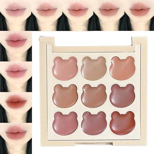 demaxiyad Lipgloss-Palette | 9 Farbtöne für Damen – samtiges Finish, leicht, kompaktes Format für Transport, Schule, Termine & Veranstaltungen von demaxiyad