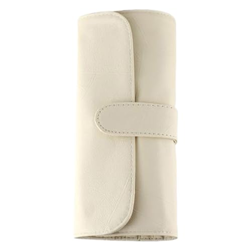 demaxiyad Make-up-Pinsel-Reiseetui, aufrollbarer Kosmetikpinsel-Etui, große Kapazität, Pinseltasche mit Reißverschluss, Make-up-Halter mit 12 Fächern für Damen, Leere Tasche mit 12 Löchern, weiß von demaxiyad