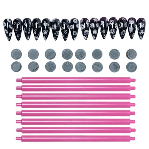 demaxiyad Nagelstempel-Stift-Set | Nagelstift-Nageldesign-Stempel, 8 x Doppelkopf-Nagelstempelstift, Punktierwerkzeuge, Nagelstempel-Set, Nageldesign-Werkzeuge für Frauen und Mädchen von demaxiyad