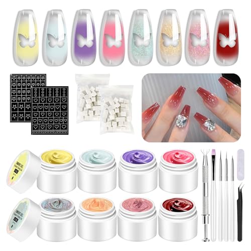 demaxiyad Patting Gel | Verlauf Zeichen Gel | 8 Farben Nagellack Zubehör Set Nageldesign Kunst Palette Werkzeuge Für Frauen Maniküre von demaxiyad