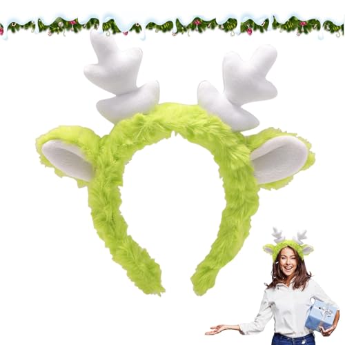 demaxiyad Rentiergeweih Stirnband, Hirschgeweih Stirnbänder Weihnachten Plüsch Cosplay Stirnbänder Niedlicher hölzerner Kopfschmuck Halloween Cosplay Kostüm Zubehör von demaxiyad